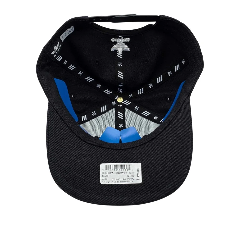 Adidas Originals Trefoil Adjustable Snapback Flatbill Hat Cap Black C153 NWT NEW